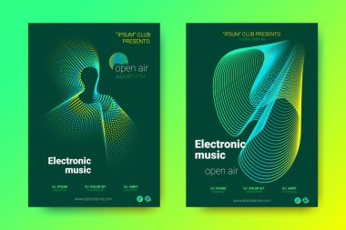 Elektronik müzik Fest poster. Vektör bozuk mermi ve şeritler.