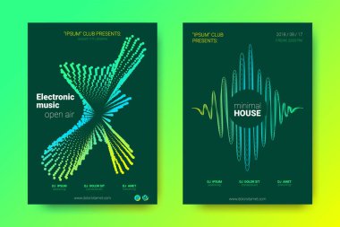 Elektronik müzik Fest poster. Vektör bozuk mermi ve şeritler.