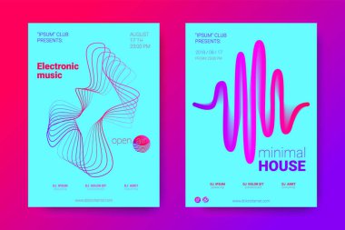 Equalizer'ı ve dalga renkli bozuk mermi ile müzik el ilanları.