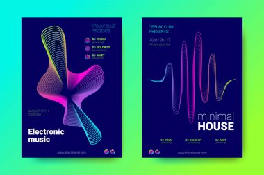 Müzik el ilanları seti dalga çizgileri ve distorsiyon.