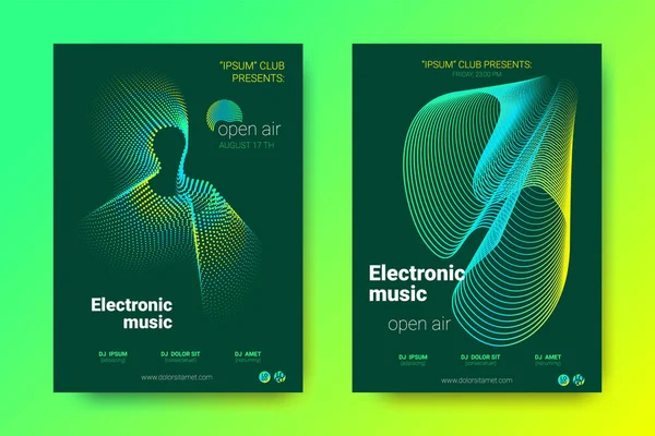 Elektronik müzik Fest poster. Vektör bozuk mermi ve şeritler.