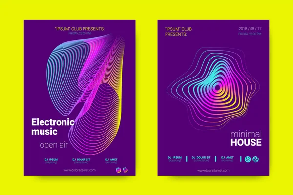 Müzik posterler dalga çizgileri ve distorsiyon.