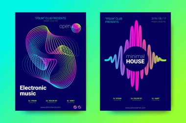 Müzik el ilanları seti dalga çizgileri ve distorsiyon.