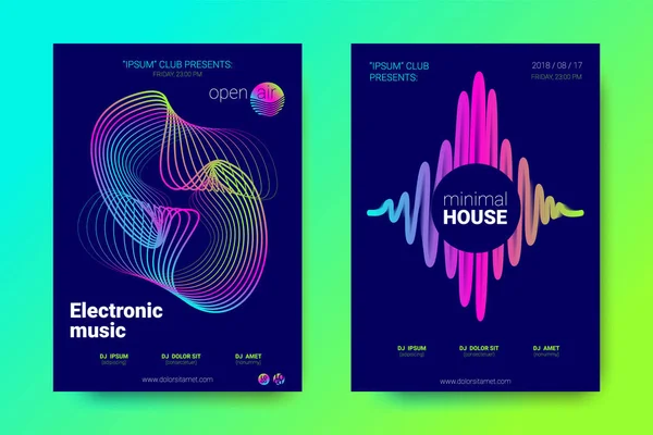 Müzik el ilanları seti dalga çizgileri ve distorsiyon.