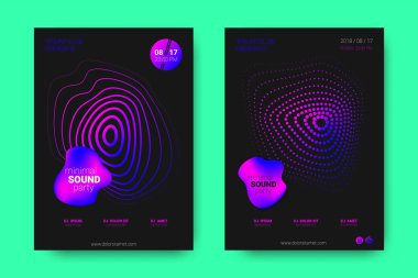 Müzik posterler ekolayzır ve dalga ile daireler bozuk.
