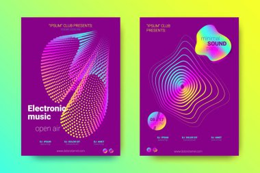 Müzik poster seti dalga çizgileri ve distorsiyon.