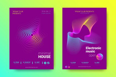 Müzik poster seti dalga çizgileri ve distorsiyon.