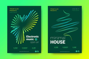 Elektronik müzik Fest poster. Vektör bozuk mermi ve şeritler.