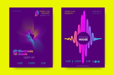 Müzik posterler dalga çizgileri ve distorsiyon.