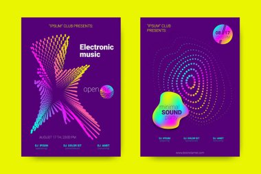 Müzik posterler dalga çizgileri ve distorsiyon.