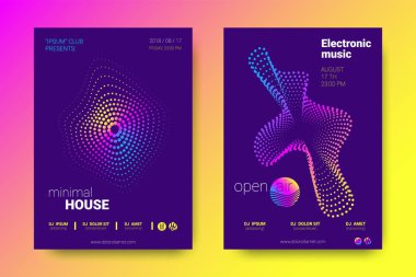 Müzik posterler ekolayzer ve dalga renkli çarpık çizgili.
