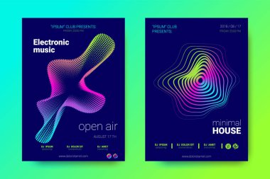 Müzik el ilanları seti dalga çizgileri ve distorsiyon.