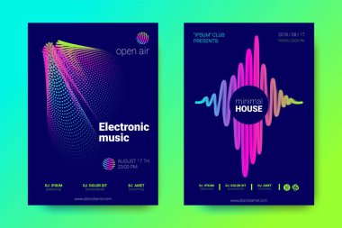 Müzik el ilanları seti dalga çizgileri ve distorsiyon.