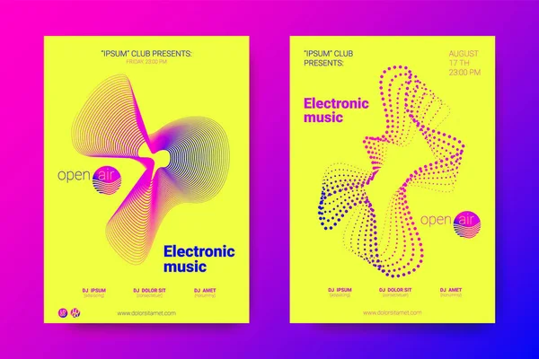 Διάνυσμα αφίσα του Φεστιβάλ ηλεκτρονικής μουσικής. Παραμορφωμένη γύρους. — Διανυσματικό Αρχείο