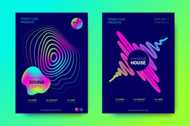 Müzik el ilanları seti dalga çizgileri ve distorsiyon.