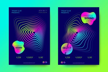 Müzik el ilanları seti dalga çizgileri ve distorsiyon.