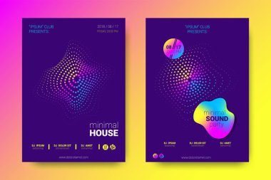 Müzik posterler ekolayzer ve dalga renkli çarpık çizgili.