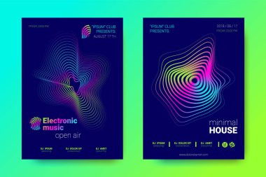 Müzik el ilanları seti dalga çizgileri ve distorsiyon.