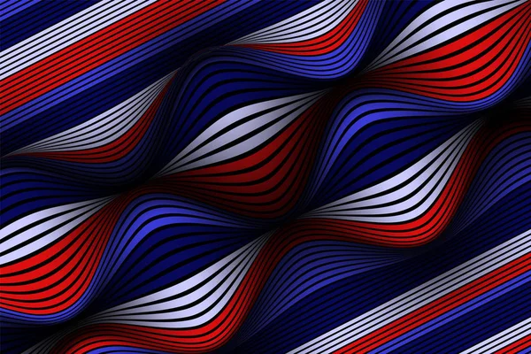 Fondo abstracto de moda. Fondo de pantalla vectorial con efecto de volumen y movimiento. Superficie colorida distorsionada. Líneas onduladas y malla de gradiente. Ilustración futurista 3D con distorsión de líneas. Caudal . — Vector de stock