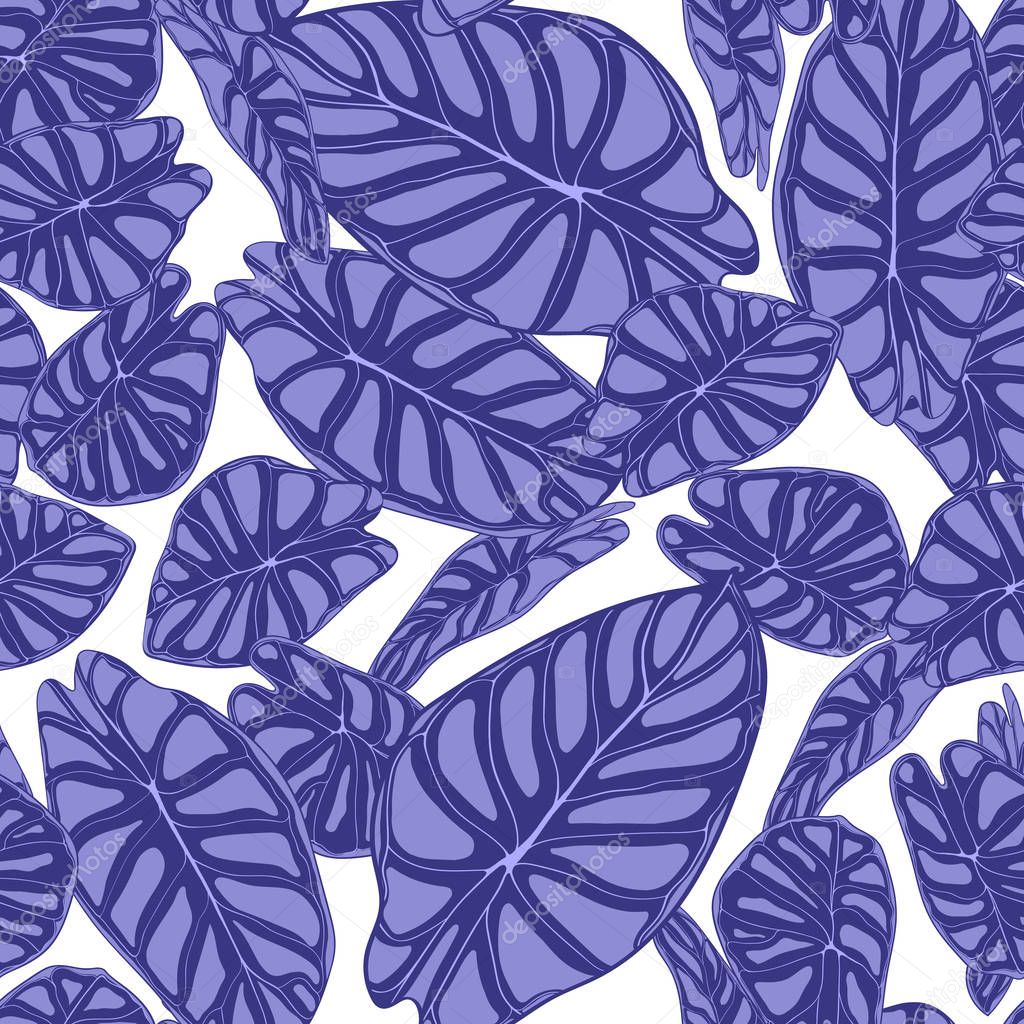 Seamless Tropical Background Vector Leaves Of Alocasia Or Philodendron In Watercolor Style Foliage Of Jungle Plants Exotic Seamless Pattern For Textile Cloth Design Fabric Decor Wrapping Tile Premium Vector In Adobe