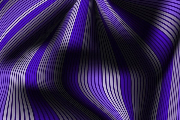 Trendy Abstract Background. Vector Wallpaper with Effect of Volume and Movement. Distorted Ultraviolet Surface. Wavy Lines and Gradient Mesh. Futuristic 3D Illustration with Distortion of Lines. Flow. — Stock Vector