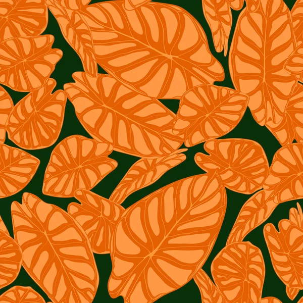 Fundo tropical sem emenda. Folhas vetoriais de Alocasia ou Philodendron em estilo aquarela. Folhagem de plantas da selva. Padrão sem costura exótica para têxteis, Design de pano, Tecido, Decoração, Envolvimento, Telha . — Vetor de Stock