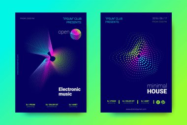 Müzik el ilanları seti dalga çizgileri ve distorsiyon.