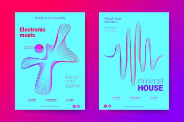 Equalizer'ı ve dalga renkli bozuk mermi ile müzik el ilanları.