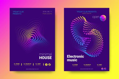 Müzik posterler ekolayzer ve dalga renkli çarpık çizgili.