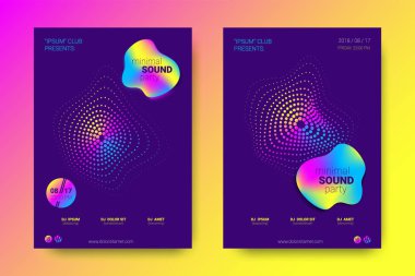 Müzik posterler ekolayzer ve dalga renkli çarpık çizgili.