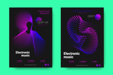 Müzik posterler ekolayzır ve dalga ile daireler bozuk.