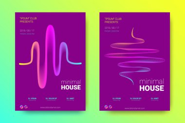 Müzik poster seti dalga çizgileri ve distorsiyon.