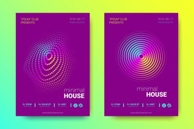 Müzik poster seti dalga çizgileri ve distorsiyon.