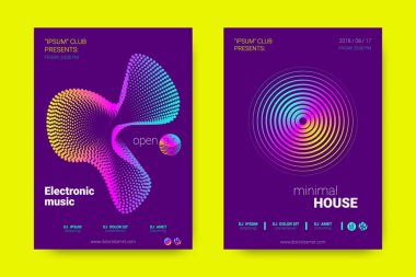 Müzik posterler dalga çizgileri ve distorsiyon.