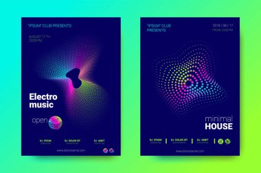 Müzik el ilanları seti dalga çizgileri ve distorsiyon.