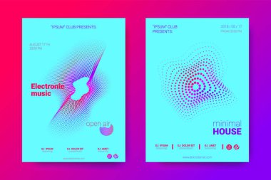 Equalizer'ı ve dalga renkli bozuk mermi ile müzik el ilanları.