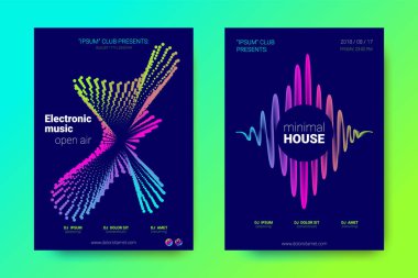 Müzik el ilanları seti dalga çizgileri ve distorsiyon.