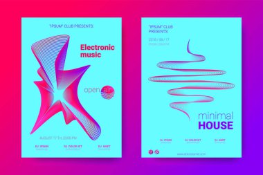 Equalizer'ı ve dalga renkli bozuk mermi ile müzik el ilanları.