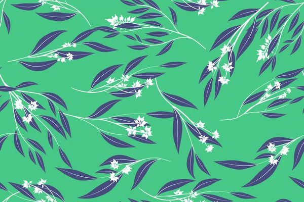 Patrón Tropical Inconsútil. Vector hojas de eucalipto y hermosos elementos florales. Fondo Botánico de Verano. Patrón sin costura tropical elegante para el diseño de la boda, impresión, textil, tela, envoltura . — Vector de stock