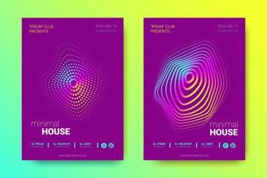 Müzik poster seti dalga çizgileri ve distorsiyon.