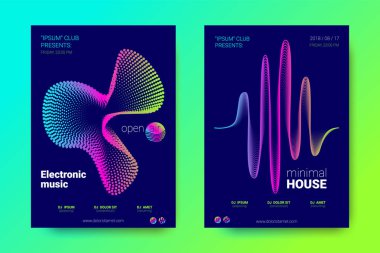 Müzik el ilanları seti dalga çizgileri ve distorsiyon.