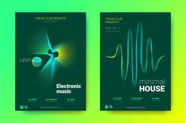 Elektronik müzik Fest poster. Vektör bozuk mermi ve şeritler.