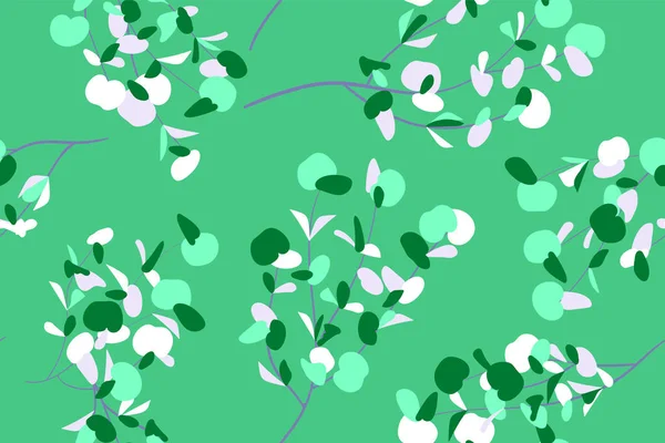 Tropical Seamless Pattern. Feuilles d'eucalyptus vectorielles et beaux éléments floraux. Botanical Summer Background. Élégant motif tropical sans couture pour la conception de mariage, impression, textile, tissu, emballage . — Image vectorielle