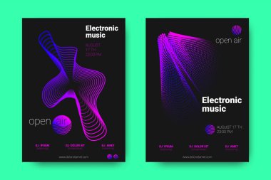 Müzik posterler ekolayzır ve dalga ile daireler bozuk.