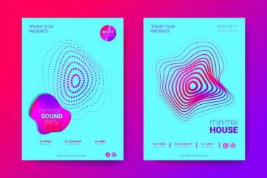 Equalizer'ı ve dalga renkli bozuk mermi ile müzik el ilanları.