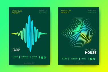 Elektronik müzik Fest poster. Vektör bozuk mermi ve şeritler.