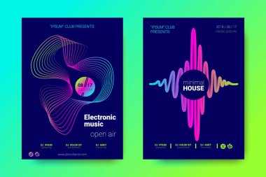 Müzik el ilanları seti dalga çizgileri ve distorsiyon.