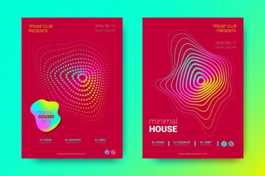 Renkli müzik afişlerin dalgalar ve çarpık mermi ile.