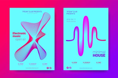 Equalizer'ı ve dalga renkli bozuk mermi ile müzik el ilanları.