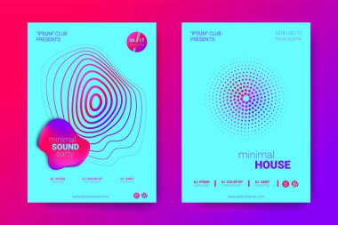 Equalizer'ı ve dalga renkli bozuk mermi ile müzik el ilanları.